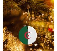 Phayah Drapeau de l'Algérie en céramique avec pendentif rond pour sapin de Noël, décoration de rassemblements
