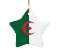 Phayah Drapeau de l'Algérie en céramique en forme d'étoile pour sapin de Noël Nouvel An Souvenirs de maison pour rassemblements Décoration à suspendre