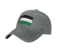 PHAYAH Drapeau de l'État de Palestine Motif Casquette de baseball délavée Sport Denim Chapeau de soleil Taille réglable pour homme femme Noir, gris, Taille unique