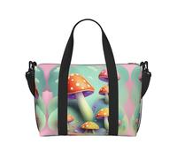 Phayah Dreamy Little Champignon Sac de voyage, sac de sport, sac de sport, sac de week-end à bandoulière pour femme, noir, taille unique, Noir/blanc, One Size