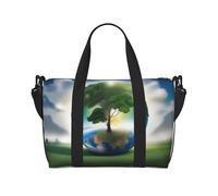 Phayah Earth Tree Sac de voyage, sac de sport, sac de gym, sac de week-end à bandoulière pour femme, Noir , Taille unique