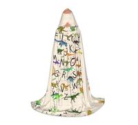 PHAYAH Élégant apprentissage des alphabets avec motif dinosaure Halloween adulte robe cape cape cape Halloween femme homme déguisement fête cosplay costume L