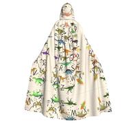 PHAYAH Élégant apprentissage des alphabets avec motif dinosaures pour adulte Cape à capuche Cape Cape pour femmes et hommes Halloween Déguisement de fête Cosplay Costumes