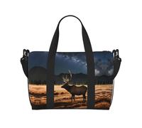 Phayah Elk In The Meadow Sac de voyage, sac de sport, sac de sport, sac de week-end, sac de nuit pour femme, noir, taille unique, Noir/blanc, One Size