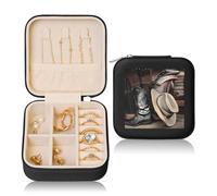 PHAYAH Étui à bijoux de voyage avec chapeau noir de cowboy - Mini organisateur de bijoux portable avec bagues, boucles d'oreilles, colliers et bracelets - Noir