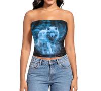 PHAYAH Femmes Tube Top d'été Crop Tops Bustier Basic Bandeau Aller, Noir , XL