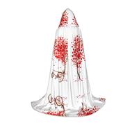 PHAYAH Fête des mères Saint-Valentin romantique cœur arbre et vélo motif Halloween sorcière sorcellerie robe à capuche cape Noël sweat à capuche cosplay bal masqué fête robe cadeau costume L