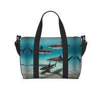 Phayah Fish In The Deep Sea Sac de voyage, sac de sport, sac de sport, sac de week-end à bandoulière pour femme, noir, taille unique, Noir/blanc, One Size