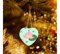 Phayah Fleurs de lotus attendant de fleurir en céramique en forme de cœur pour sapin de Noël, famille, Nouvel An, maison, souvenirs pour rassemblements