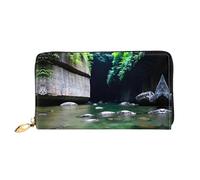 PHAYAH Fresh Spring Stream Portefeuille long pour femme avec fermeture éclair sur le pourtour en cuir Grande capacité Porte-cartes de crédit