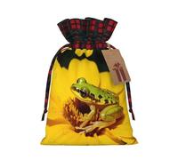 PHAYAH Frog In The Pistil Sac cadeau de Noël avec cordon de serrage pour anniversaires, anniversaires et fêtes, bonbons et sacs de rangement