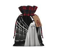 PHAYAH Ghost At Midnight Sac cadeau de Noël avec cordon de serrage pour anniversaires, anniversaires et fêtes, bonbons et sacs de rangement