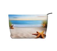 PHAYAH Grande et petite trousse de toilette portable en velours côtelé avec fermeture éclair Motif flocons de neige, Terres d'étoiles de mer de plage, Taille unique