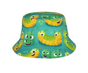 PHAYAH Happy Caterpillar Impression Chapeau de soleil Chapeau de pêcheur UV Chapeau de pêcheur à large bord pour la pêche, la randonnée, la plage Noir