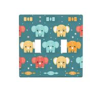 Phayah Joli motif éléphant de dessin animé - Plaque murale décorative - Double interrupteur à bascule