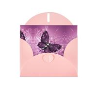 PHAYAH Jolies cartes de vœux vierges avec enveloppes Motif papillon violet 10,2 x 15,2 cm Cartes de remerciement pour Noël, vacances, anniversaire, remise de diplôme, anniversaire de mariage Rose
