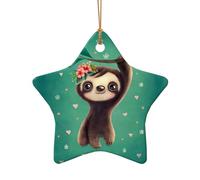 Phayah Jolis paresseux en céramique en forme d'étoile pour sapin de Noël, famille, Nouvel An, souvenirs pour rassemblements
