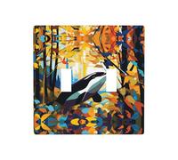 Phayah Killer Whale In The Woods Plaque murale décorative pour prise de courant 11,4 x 11,4 cm