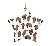 Phayah Kiwi Oiseau mignon en céramique en forme d'étoile Ornements d'arbre de Noël Famille Nouvel An Maison Souvenirs pour rassemblements