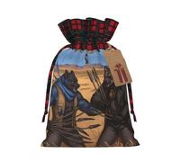 PHAYAH Le sac cadeau avec cordon de serrage avec deux loups combattants est utilisé pour l'emballage cadeau d'anniversaire et de fête, un choix idéal pour la famille et les amis