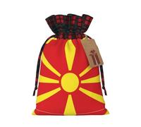 PHAYAH Le sac cadeau avec cordon de serrage drapeau de la Macédoine du Nord est utilisé pour un emballage cadeau d'anniversaire et de fête, un choix idéal pour la famille et les amis