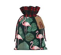 PHAYAH Le sac cadeau avec cordon de serrage et feuille vert flamant rose est utilisé pour l'emballage cadeau d'anniversaire et de fête, un choix idéal pour la famille et les amis