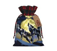 PHAYAH Le sac cadeau avec cordon de serrage « Two Wolves Whistling At The Moon » est utilisé pour un emballage cadeau d'anniversaire et de fête, un choix idéal pour la famille et les amis