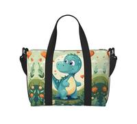 Phayah Little Dinosaur In Green Grass Sac de voyage, sac de sport, sac de sport, sac de week-end, sac de nuit pour femme, noir, taille unique, Noir/blanc, One Size