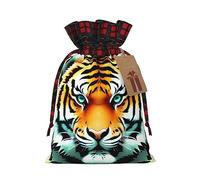 PHAYAH Little Fat Tiger Head Sac cadeau de Noël avec cordon de serrage pour anniversaires, anniversaires et fêtes, bonbons et sacs de rangement
