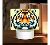 PHAYAH Little Fat Tiger Head Veilleuse décorative rectangulaire avec prise USB et 3 modes d'éclairage réglables pour chambre à coucher, salon, café