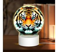 PHAYAH Little Fat Tiger Head Veilleuse décorative ronde avec prise USB et 3 modes d'éclairage réglables pour chambre à coucher, salon, café