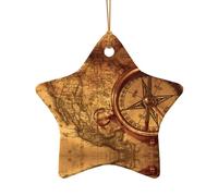 Phayah Loi de la boussole en céramique motif de navigation en forme d'étoile pour sapin de Noël, famille, Nouvel An, maison, souvenirs pour rassemblements