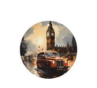 Phayah London Color Taxi Pattern Parfum Lavande Parfum de voiture Forme ronde à suspendre Tablette de parfum Désodorisant Intérieur de voiture 4 pièces