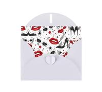 PHAYAH Lot de 10 cartes de vacances à motif lèvres et talons hauts, idéales pour Noël, anniversaires de mariage et invitations de fête, enveloppes blanches assorties