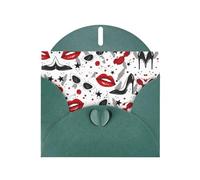PHAYAH Lot de 10 cartes de vacances à motif lèvres et talons hauts, idéales pour Noël, anniversaires de mariage et invitations de fête, enveloppes assorties vert foncé