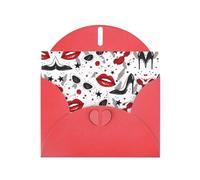 PHAYAH Lot de 10 cartes de vacances à motif lèvres et talons hauts, idéales pour Noël, anniversaires de mariage et invitations de fête, enveloppes rouges assorties