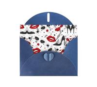 PHAYAH Lot de 10 cartes de vacances à motif lèvres et talons hauts, idéales pour Noël, anniversaires de mariage et invitations de fête, enveloppes bleues assorties