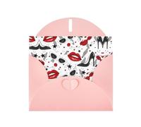 PHAYAH Lot de 10 cartes de vacances à motif lèvres et talons hauts, idéales pour Noël, anniversaires de mariage et invitations de fête, enveloppes roses assorties