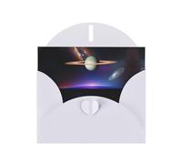 PHAYAH Lot de 10 cartes de vacances avec enveloppes blanches Motif cosmique Saturne Convient pour les anniversaires de mariage et les invitations à une fête