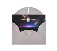 PHAYAH Lot de 10 cartes de vacances avec enveloppes grises Motif cosmique Saturne Convient pour les anniversaires de mariage et les invitations à une fête