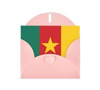 PHAYAH Lot de 10 cartes de vacances avec enveloppes roses Motif drapeau du Cameroun Idéal pour les anniversaires de mariage et les invitations à une fête