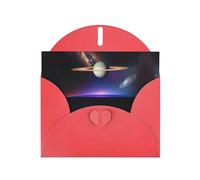 PHAYAH Lot de 10 cartes de vacances avec enveloppes rouges Motif cosmique Saturne Convient pour les anniversaires de mariage et les invitations à une fête