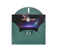 PHAYAH Lot de 10 cartes de vacances avec enveloppes vert foncé Motif cosmique Saturne Convient pour les anniversaires de mariage et les invitations à une fête