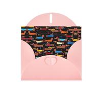 PHAYAH Lot de 10 cartes de vacances avec inscription « I Love My Dog Teckels » et idéales pour Noël, les anniversaires de mariage et les invitations de fête, enveloppes roses assorties