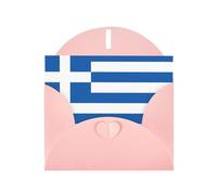 PHAYAH Lot de 10 cartes de vacances avec motif drapeau grec et enveloppes roses assorties