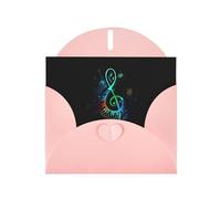 PHAYAH Lot de 10 cartes de vacances colorées avec motifs musicaux, idéales pour Noël, les anniversaires de mariage et les invitations de fête, enveloppes roses assorties