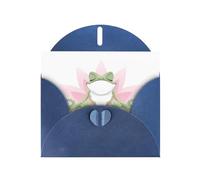 PHAYAH Lot de 10 cartes de vacances mignonnes et amusantes motif grenouille faisant du yoga et idéales pour Noël, anniversaires de mariage et invitations de fête, enveloppes bleues assorties