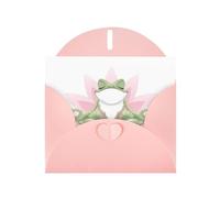PHAYAH Lot de 10 cartes de vacances mignonnes et amusantes motif grenouille faisant du yoga et idéales pour Noël, anniversaires de mariage et invitations de fête, enveloppes roses assorties