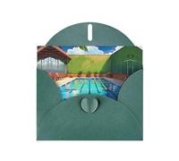 PHAYAH Lot de 10 cartes de vacances motif flamant rose et piscine avec enveloppes vert foncé, idéales pour les anniversaires de mariage et les invitations de fête