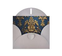 PHAYAH Lot de 10 cartes de vœux Damas sur fond bleu avec enveloppes grises pour anniversaires de mariage et invitations de fête